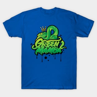 Green Mamba Venomous Snake in graffiti urban style T-Shirt